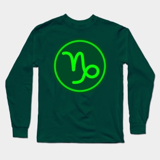 Cool Green Capricorn Symbol Long Sleeve T-Shirt